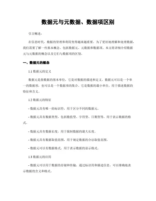数据元与元数据、数据项区别