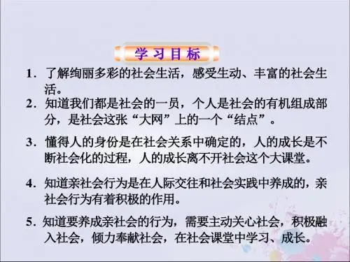八年级道德与法治上册走进社会生活第一课丰富的社会生活第一框我与社会课件新人教版