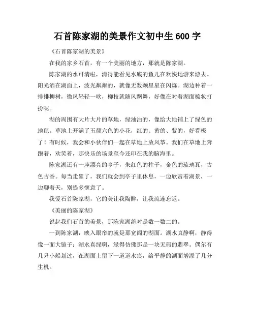 石首陈家湖的美景作文初中生600字