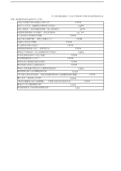 护士职业倦怠量表
