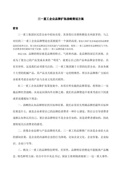 三一重工企业品牌扩张战略策划方案