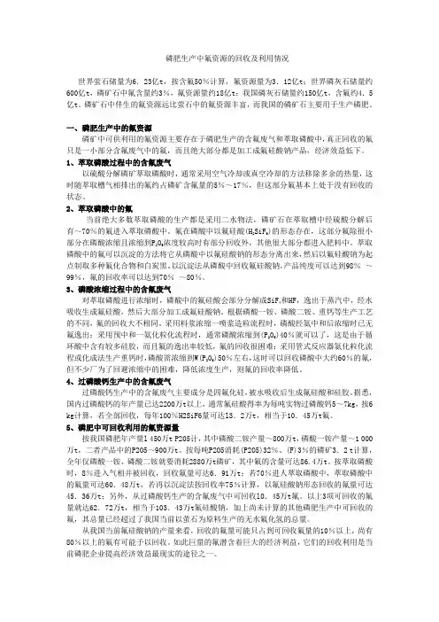 磷肥生产中含氟废气的吸收及利用情况