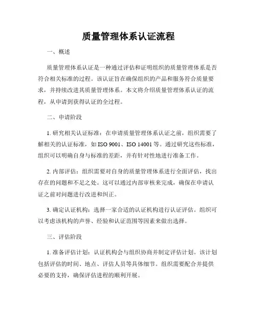 质量管理体系认证流程