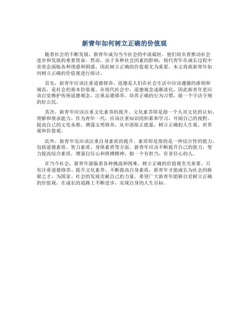 新青年如何树立正确的价值观论文800字