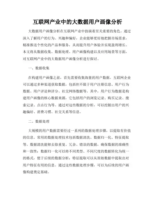 互联网产业中的大数据用户画像分析