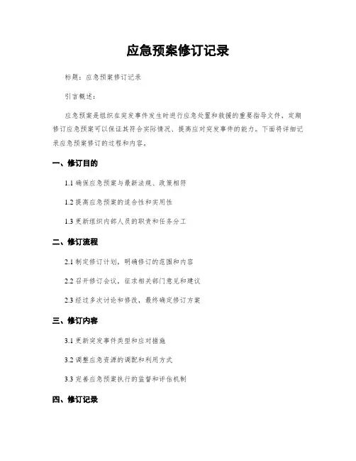应急预案修订记录