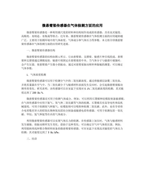 微悬臂梁传感器在气体检测方面的应用
