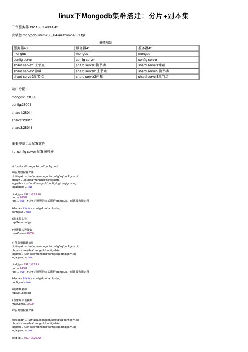 linux下Mongodb集群搭建：分片+副本集