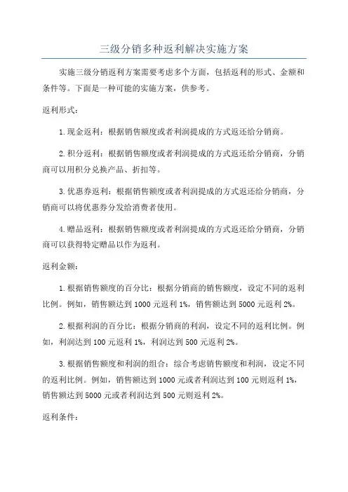 三级分销多种返利解决实施方案