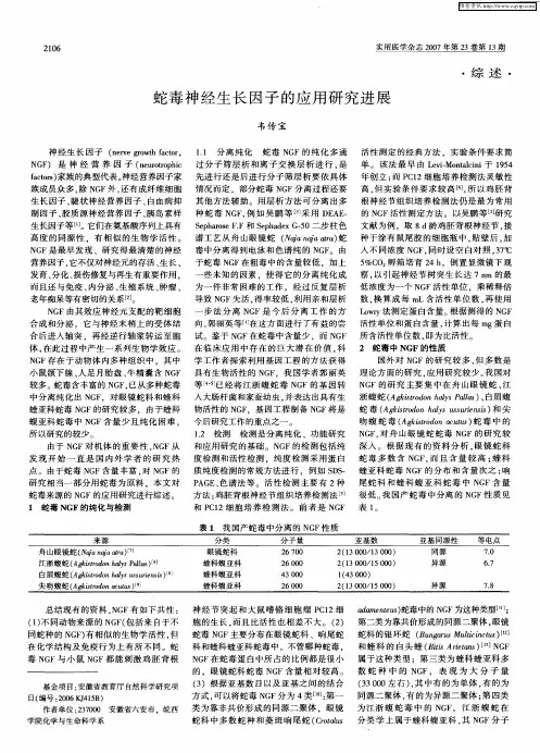 蛇毒神经生长因子的应用研究进展