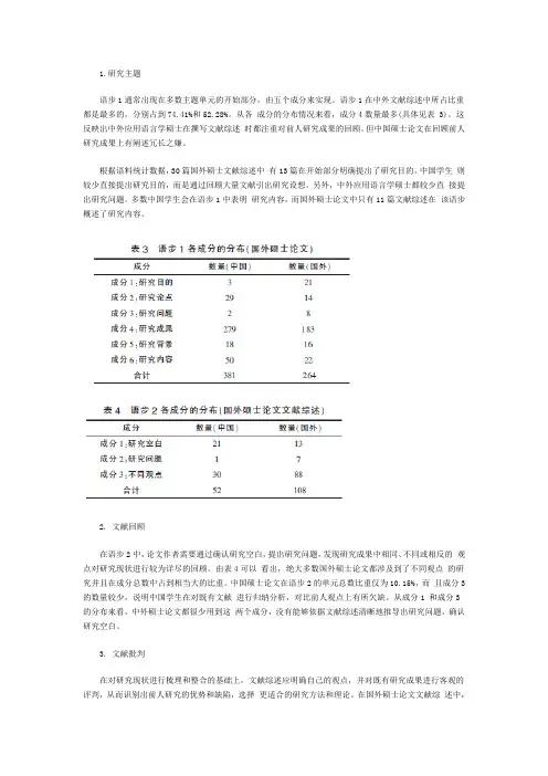 中外文献综述分析与对比