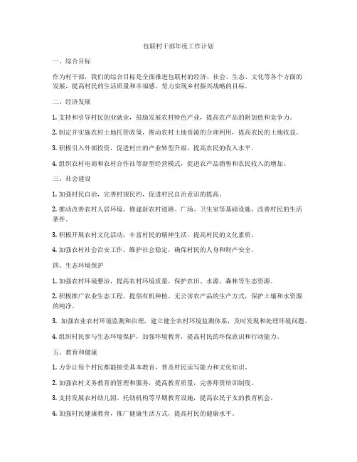 包联村干部年度工作计划