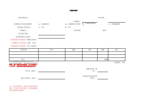 开票申请单模板