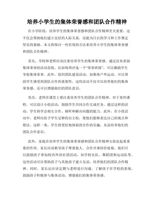培养小学生的集体荣誉感和团队合作精神