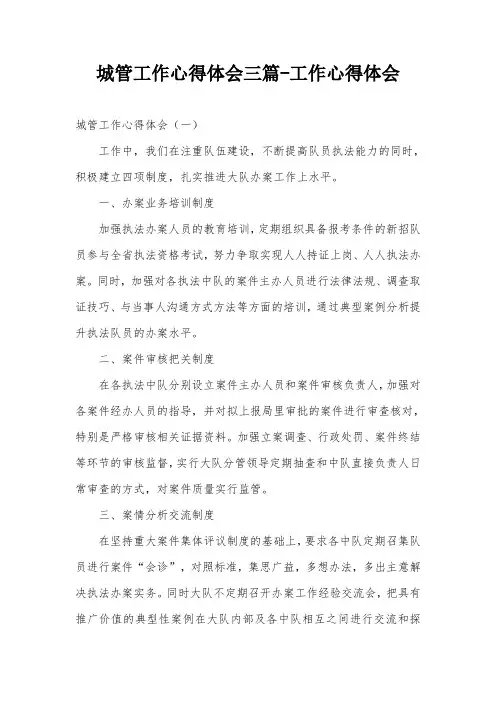 城管工作心得体会三篇-工作心得体会