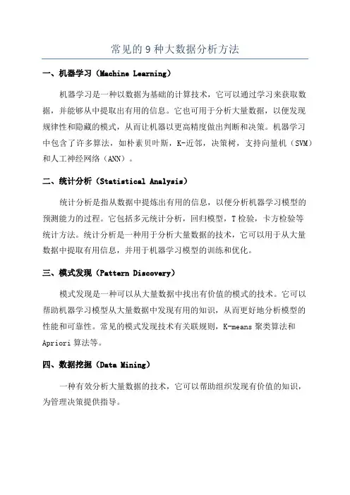 常见的9种大数据分析方法