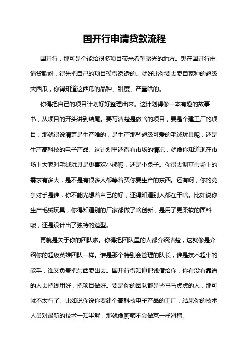 国开行申请贷款流程