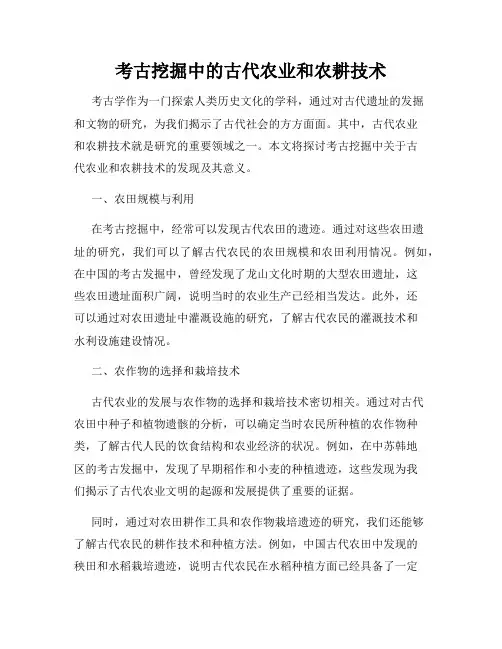 考古挖掘中的古代农业和农耕技术