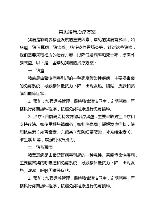 常见猪病治疗方案