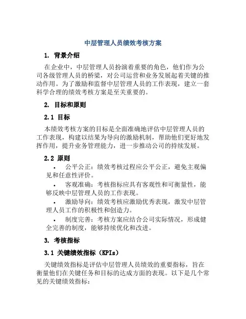 中层管理人员绩效考核方案