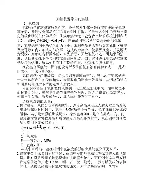 加氢装置常见腐蚀