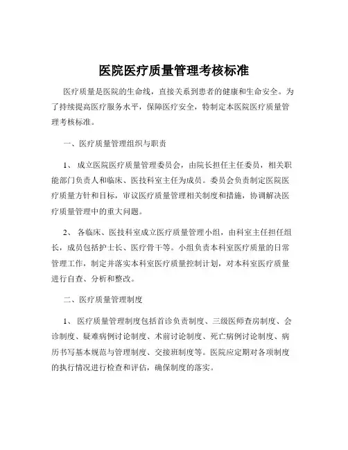 医院医疗质量管理考核标准