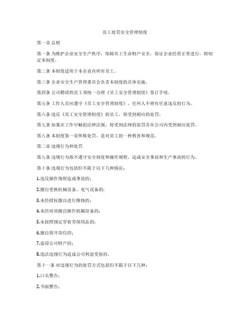 员工处罚安全管理制度