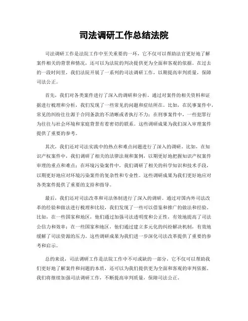 司法调研工作总结法院