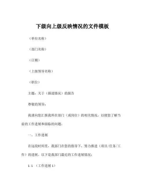 下级向上级反映情况的文件模板