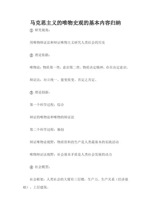 马克思主义的唯物史观的基本内容归纳