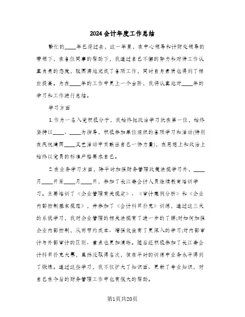 2024会计年度工作总结(五篇)
