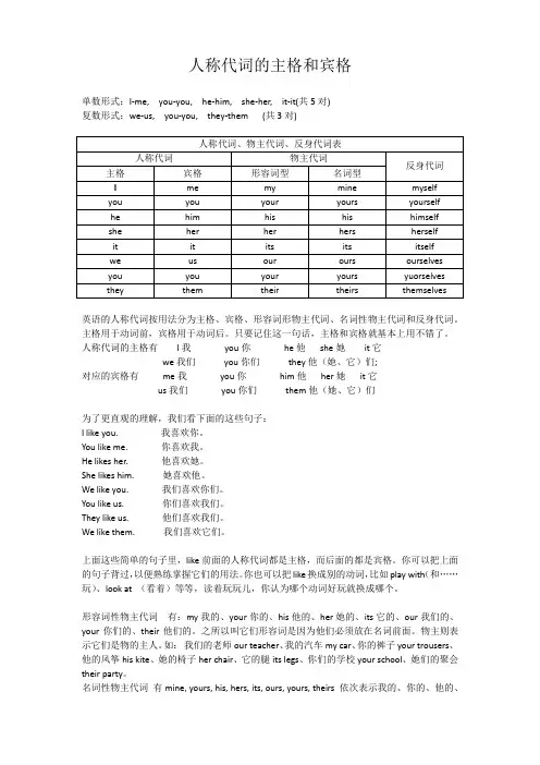 人称代词的主格和宾格