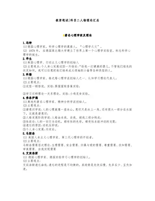 教资笔试科目二人物理论汇