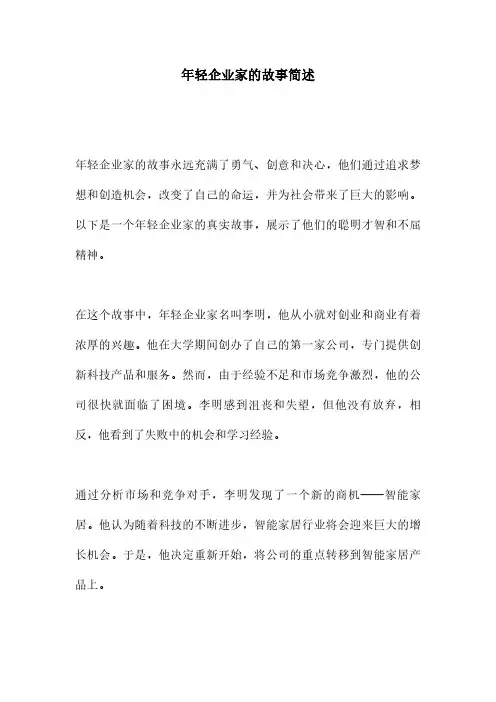 年轻企业家的故事简述
