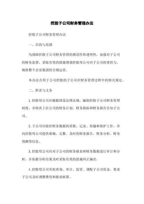 控股子公司财务管理办法
