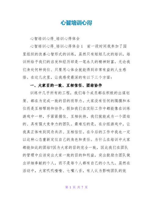 心智培训心得