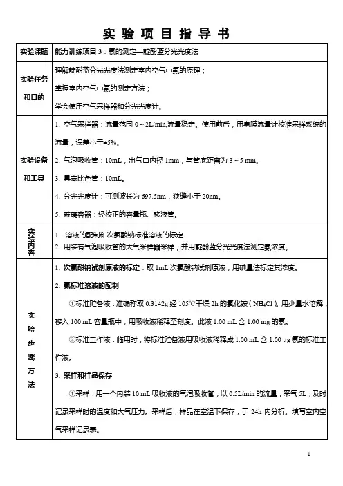氨的测定—靛酚蓝分光光度法.doc