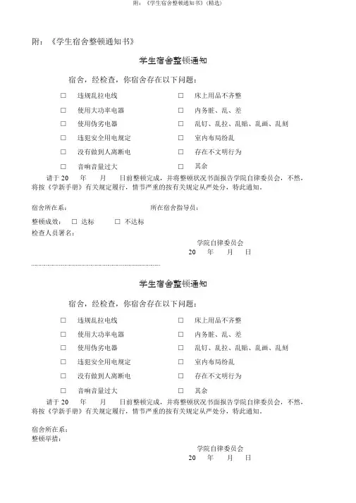 附：《学生宿舍整改通知书》(精品)