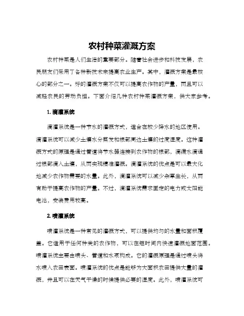 农村种菜灌溉方案