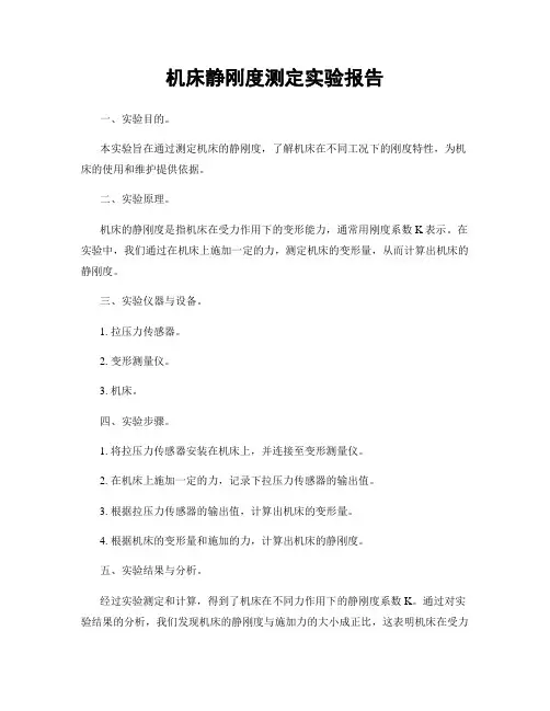 机床静刚度测定实验报告
