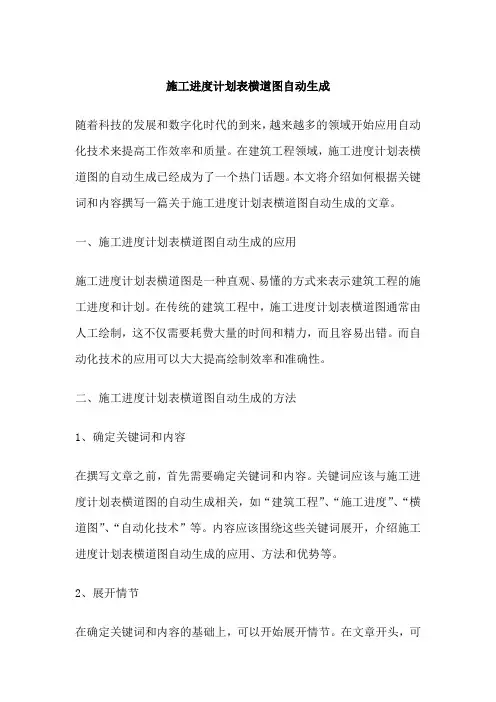 施工进度计划表横道图自动生成