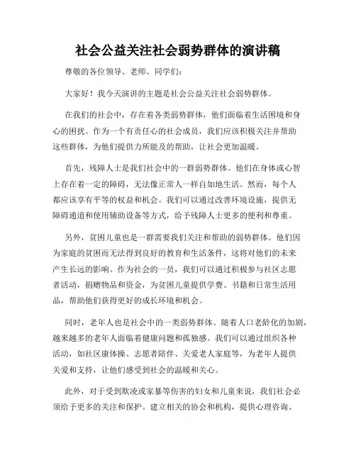 社会公益关注社会弱势群体的演讲稿