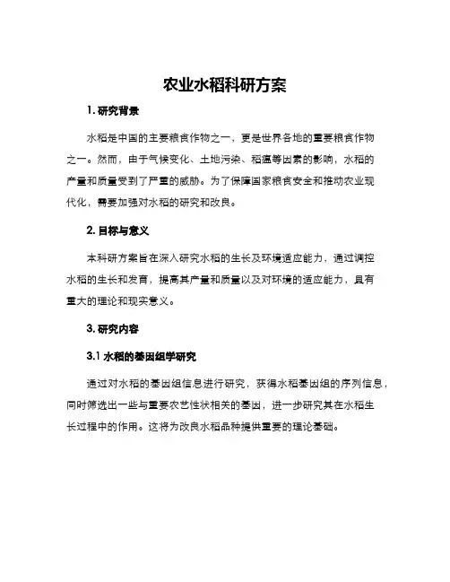 农业水稻科研方案