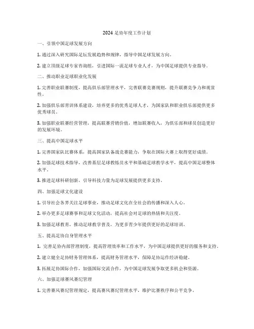 2024足协年度工作计划