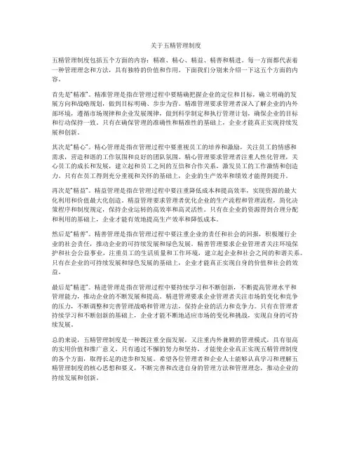 关于五精管理制度