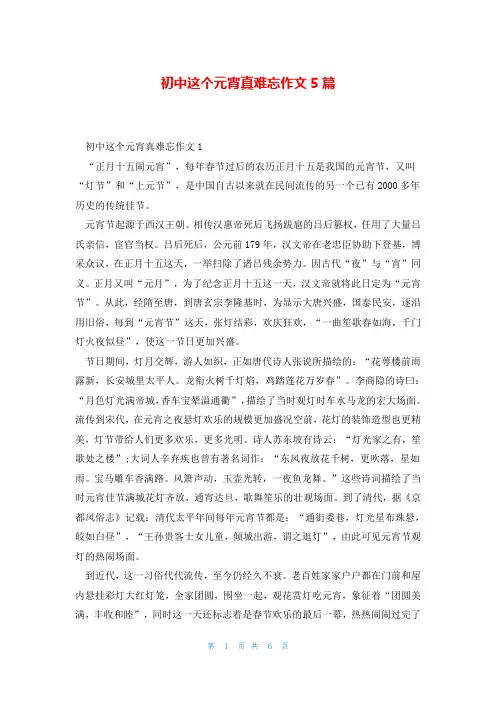 初中这个元宵真难忘作文5篇