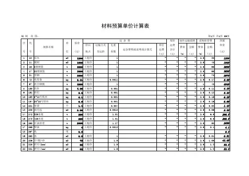 水利工程预算软件计算表格