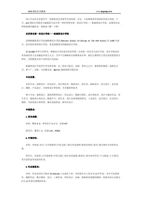 美国帕森斯设计学院申请要求