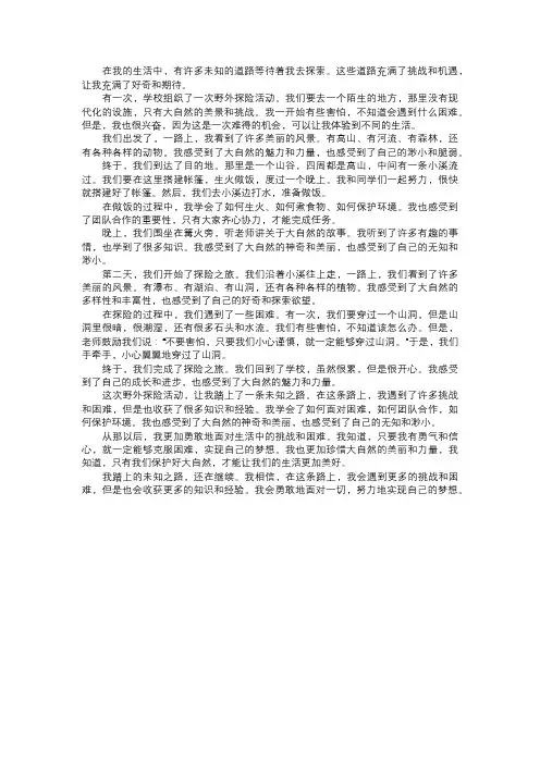 我踏上的未知之路
