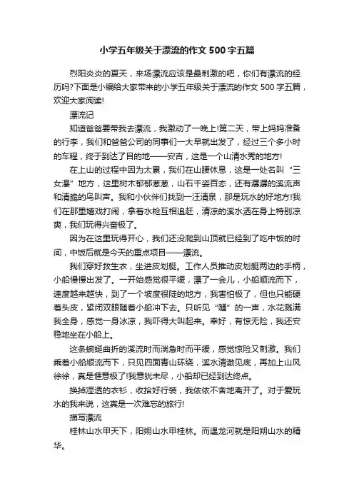 小学五年级关于漂流的作文500字五篇